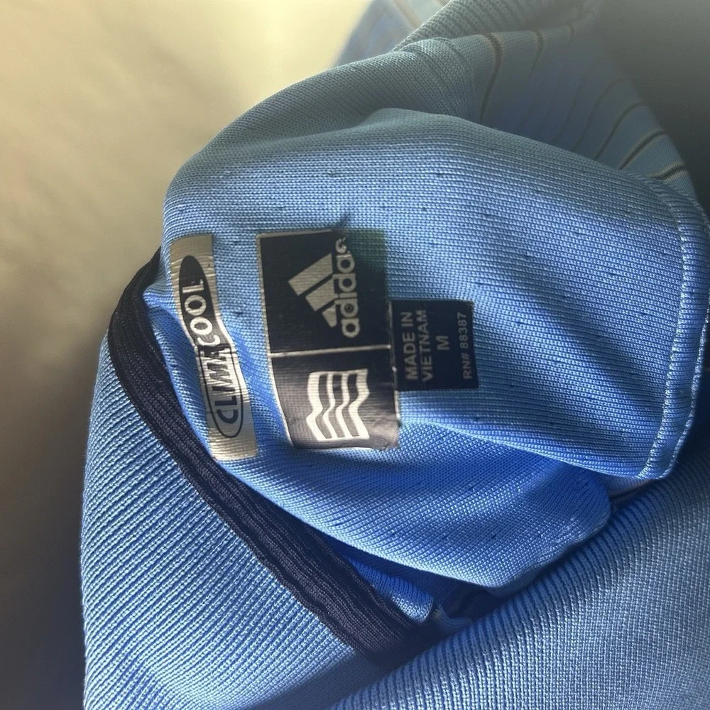ADIDAS ClimaCool Golf Polo Blue Striped Shirt‎ Collared Mens M Medium